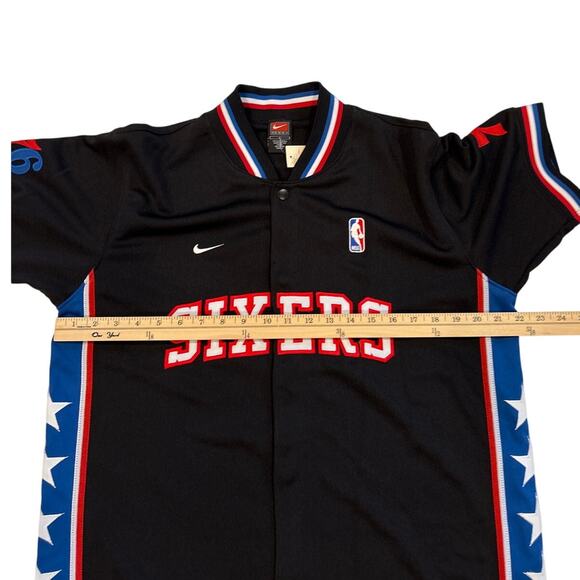 Vtg Nike Philadelphia 76ers Basketball Warm Up Snap Jacket Boy Large 16-18 Black - Picture 10 of 10